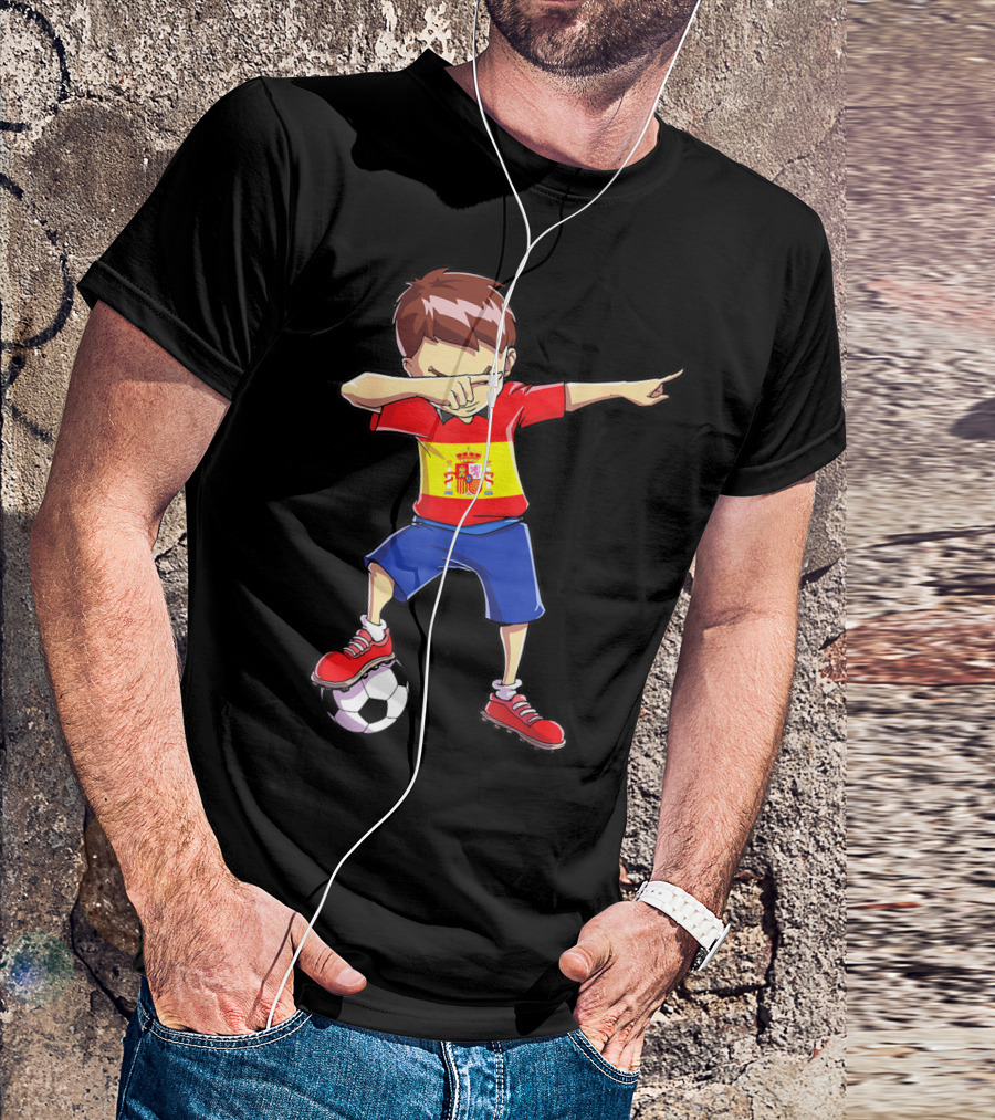 Spain Soccer Dabbing Kid Spanish Football T-Shirt