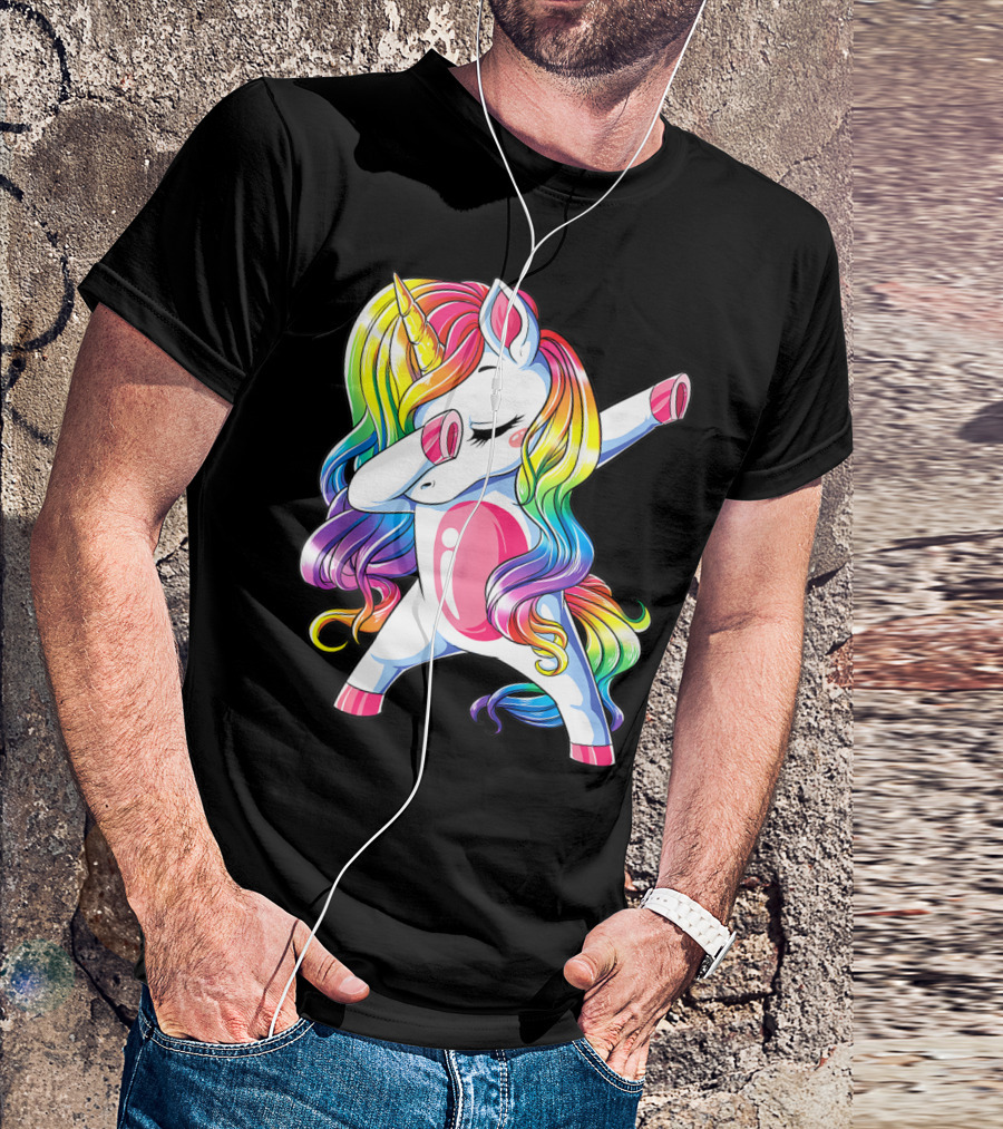 Dabbing Unicorn Rainbow Dance Squad Women Funny Dab T-Shirt