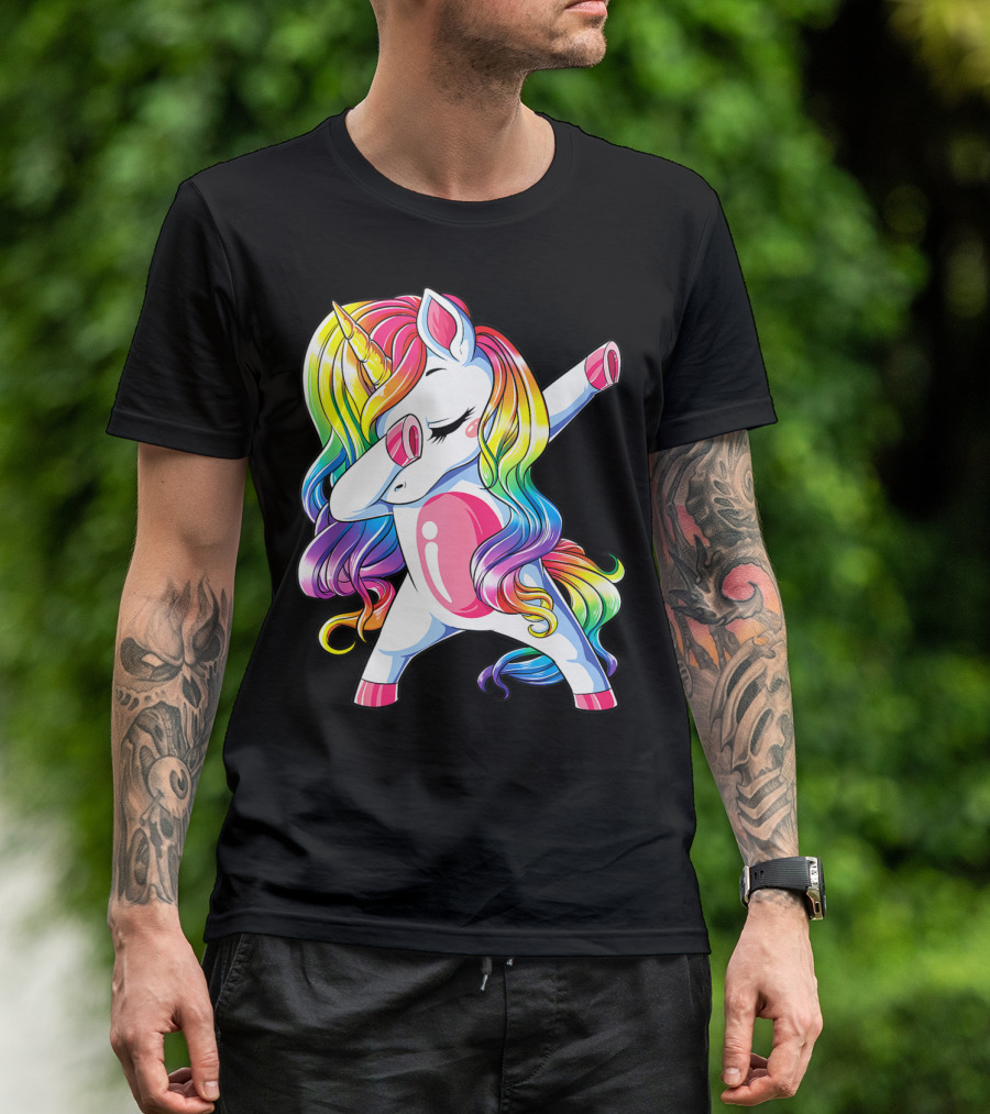 Dabbing Unicorn Rainbow Dance Squad Women Funny Dab T-Shirt