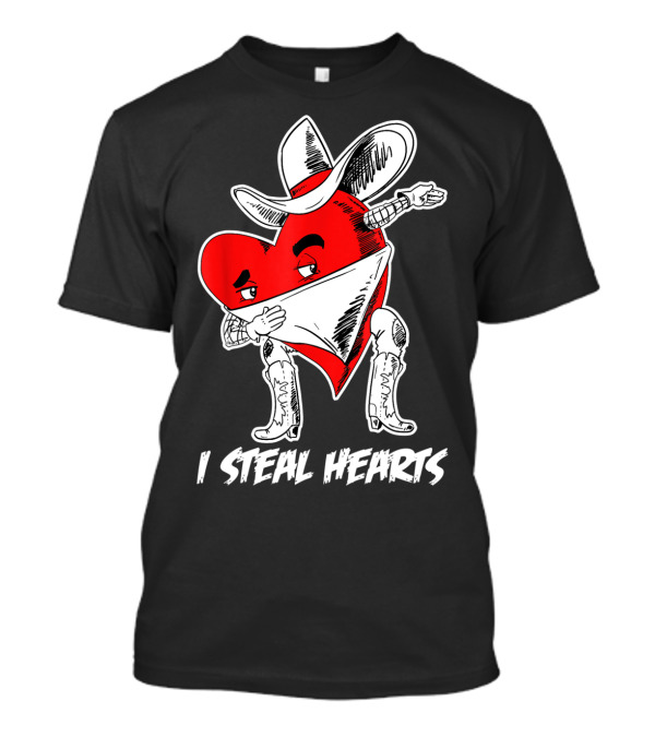 I Steal Hearts Dabbing Valentines Cowboy Heart T-Shirt