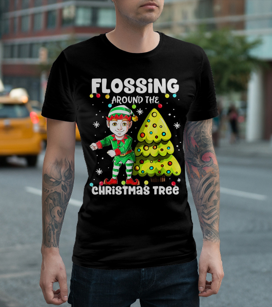 Flossing Elf Dancing Around the Christmas Tree T-Shirt