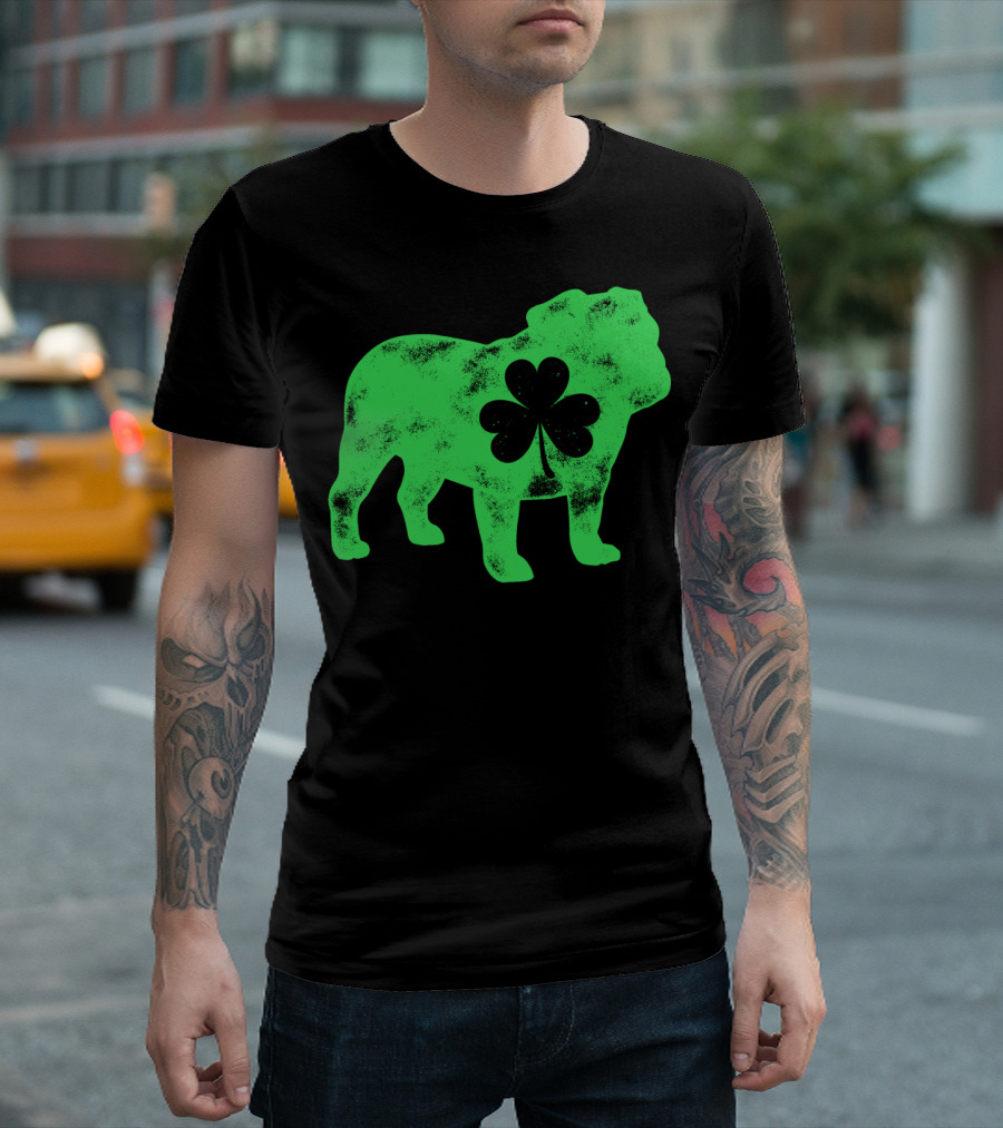 English Bulldog Shamrock St Patricks Day Men Dog T-Shirt