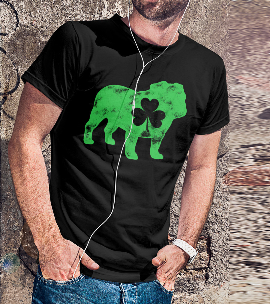English Bulldog Shamrock St Patricks Day Men Dog T-Shirt