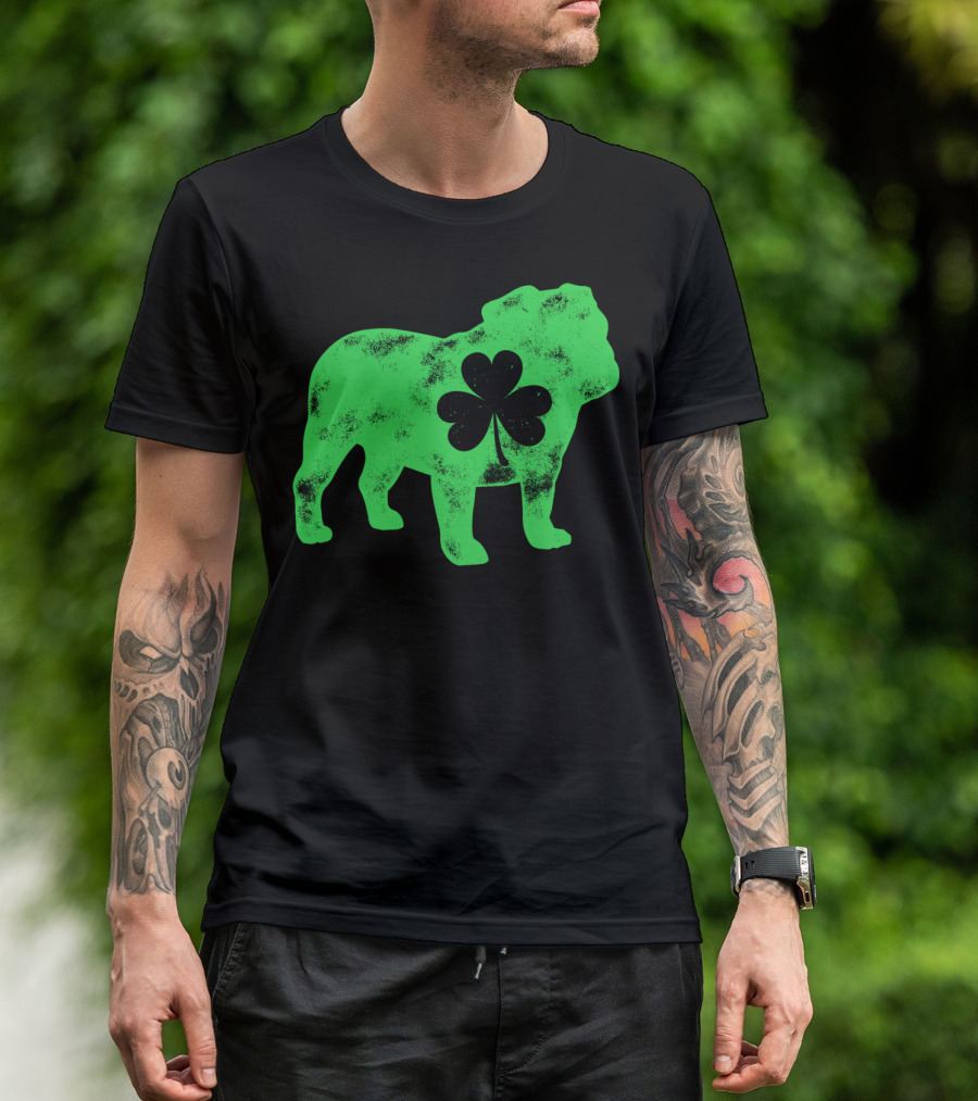 English Bulldog Shamrock St Patricks Day Men Dog T-Shirt