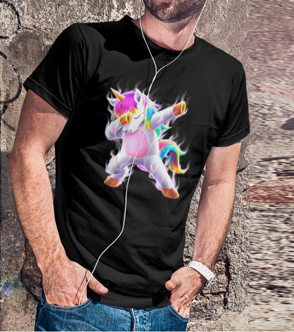 Dabbing Rainbow Unicorn Fantasy Magic Bright Mane T-Shirt