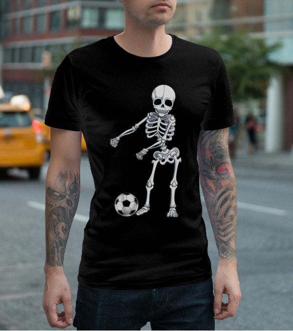 Floss Dance Skeleton Soccer Ball Boys Men Flossing Skeleton Soccer Combo T-Shirt