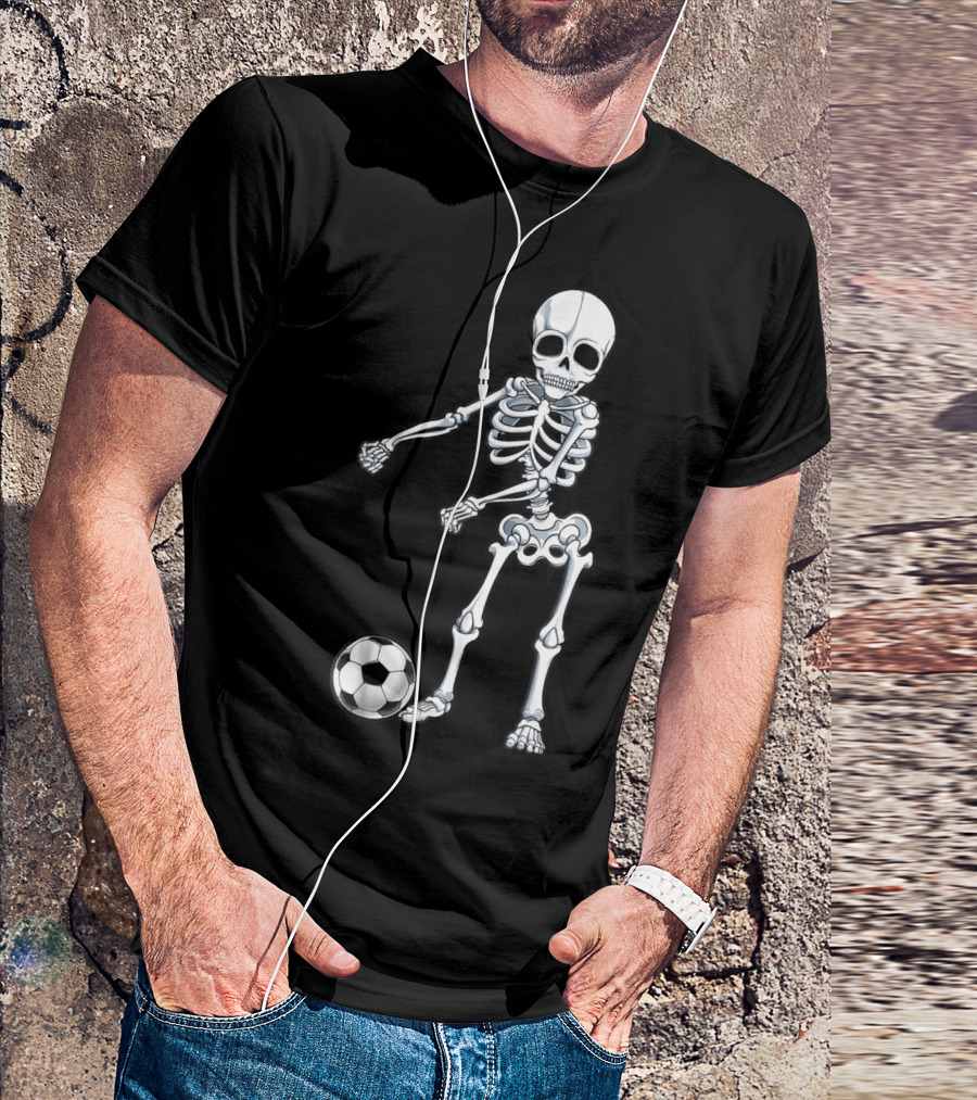 Floss Dance Skeleton Soccer Ball Boys Men Flossing Skeleton Soccer Combo T-Shirt