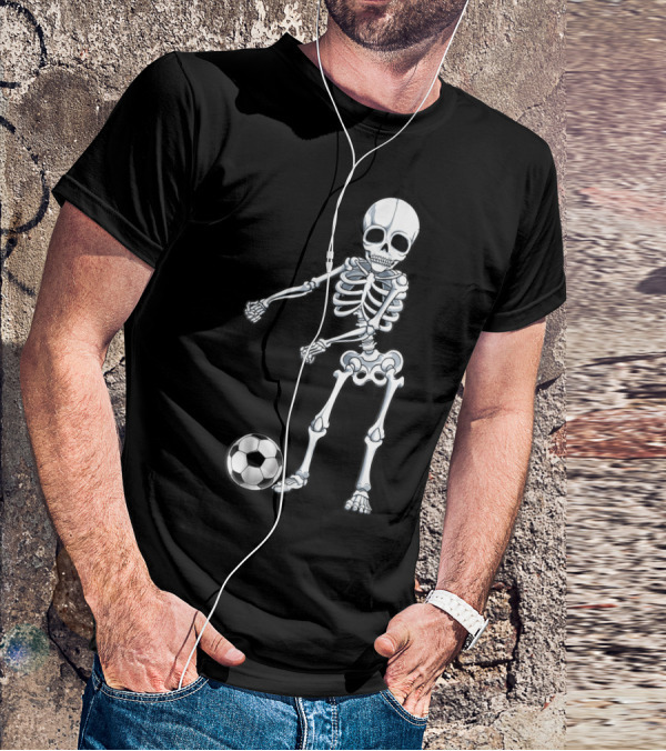 Floss Dance Skeleton Soccer Ball Boys Men Flossing Skeleton Soccer Combo T-Shirt