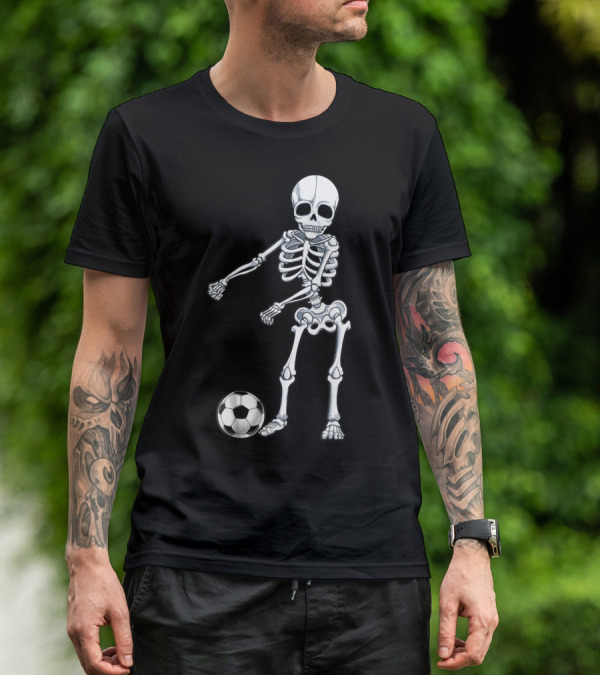 Floss Dance Skeleton Soccer Ball Boys Men Flossing Skeleton Soccer Combo T-Shirt
