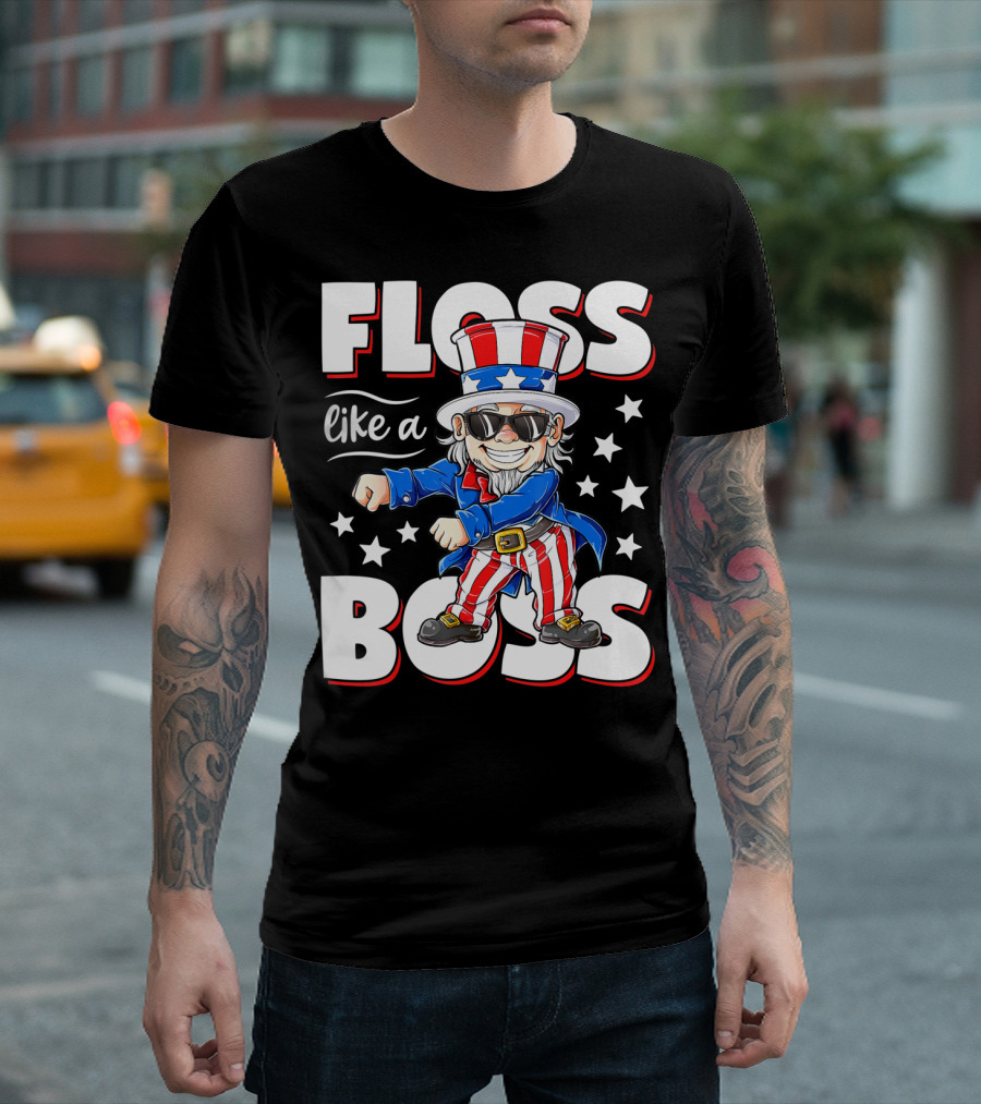 Floss Like A Boss Uncle Sam 4th Of July Kids Boys Girl T-Shirt