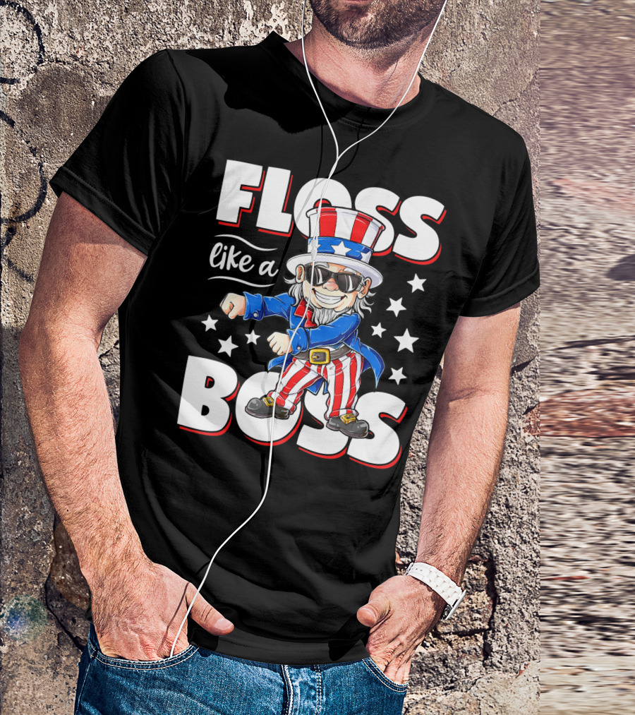 Floss Like A Boss Uncle Sam 4th Of July Kids Boys Girl T-Shirt