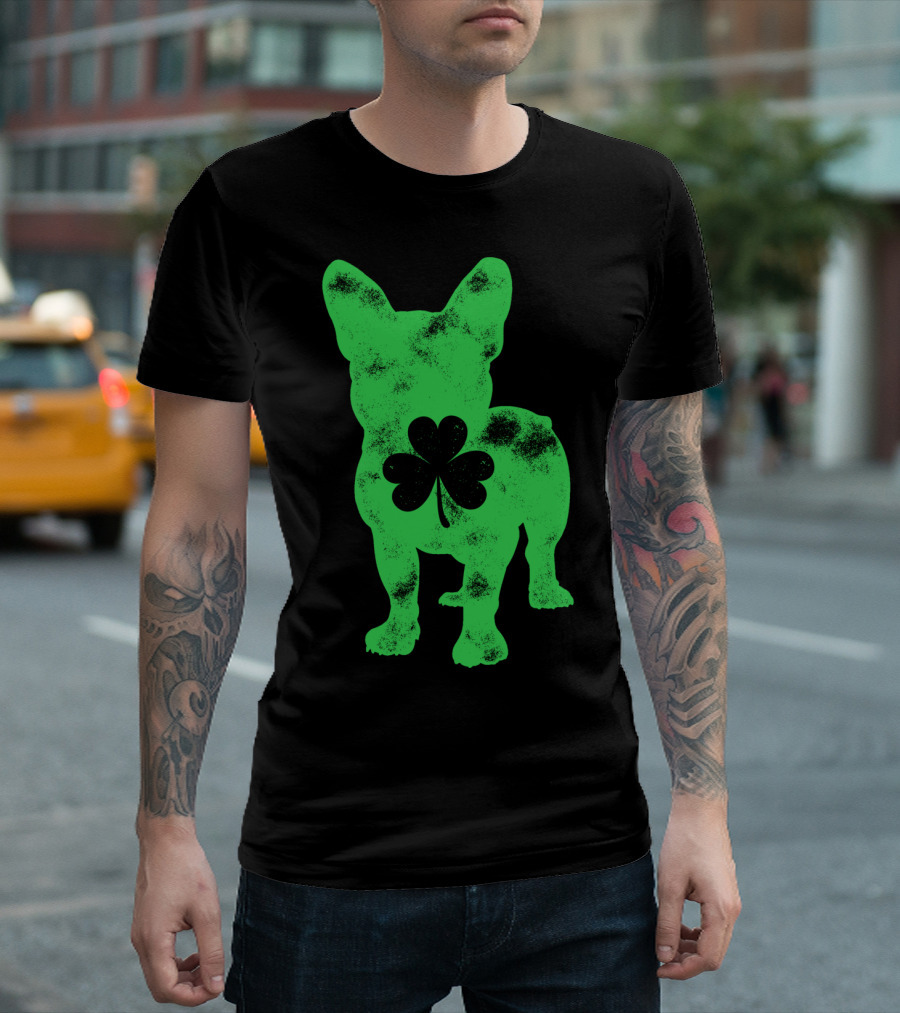 French Bulldog Shamrock St Patricks Day Men Dog T-Shirt