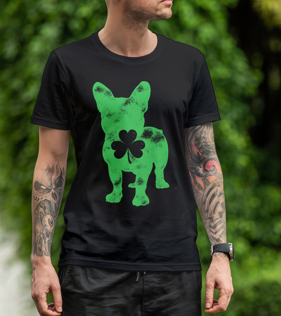French Bulldog Shamrock St Patricks Day Men Dog T-Shirt