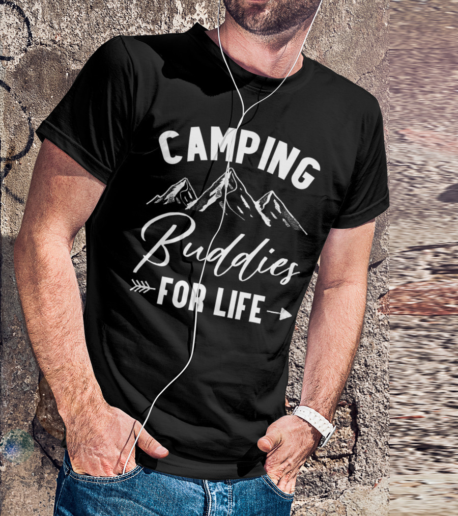 Camping Buddies For Life With Mountains And Arrow T-Shirt