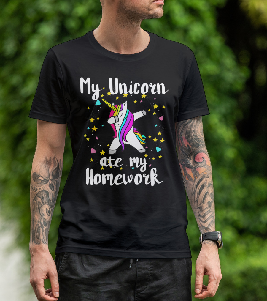 My Unicorn Ate My Homework Dabbing Unicorn Funny Novelty Kids T-Shirt