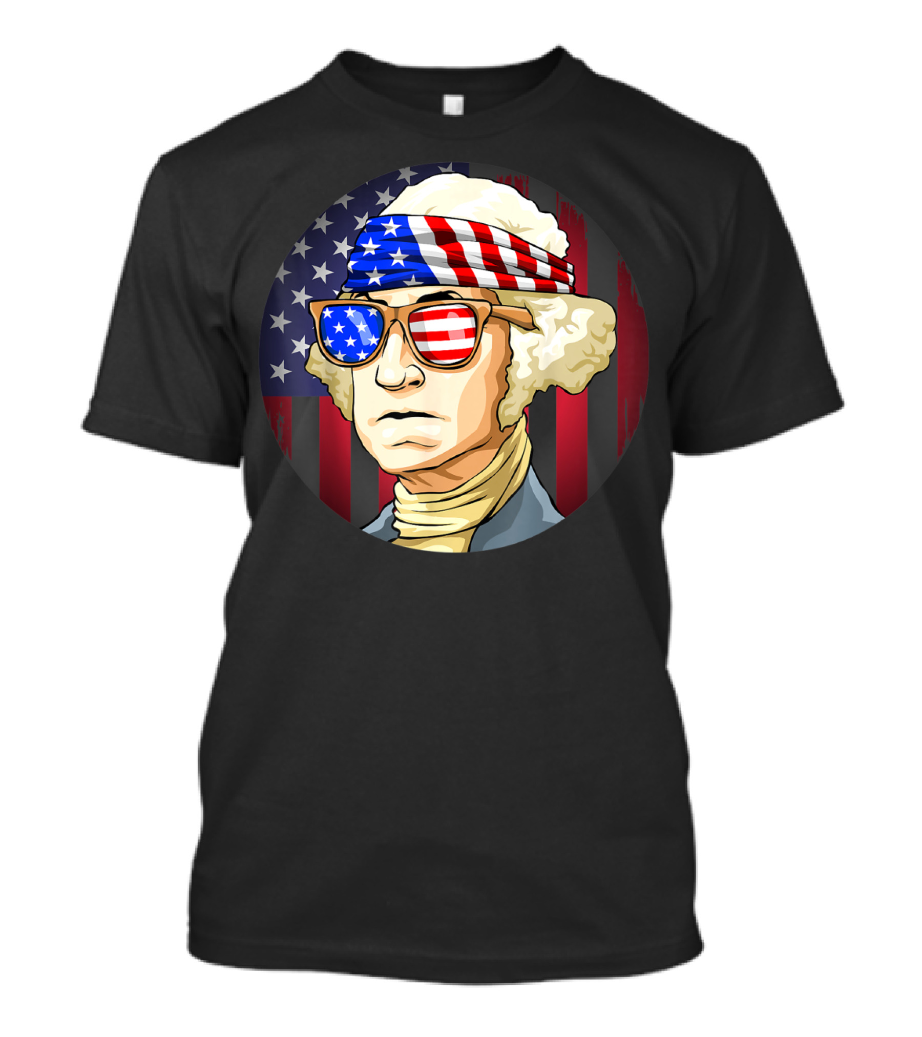 George Washington American Flag Bandana And Sunglasses 4th Of July Patriotic T-Shirt