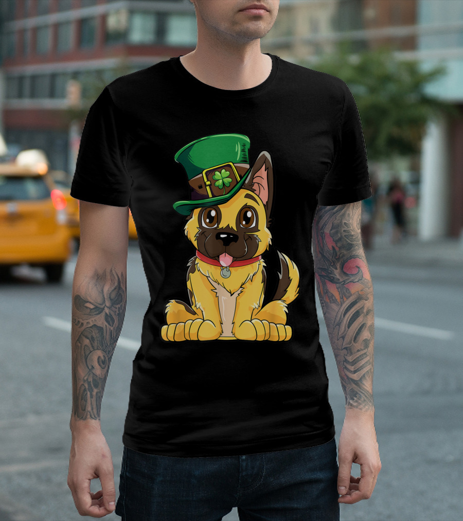 German Shepherd In Leprechaun Hat St Patricks Day Dog T-Shirt