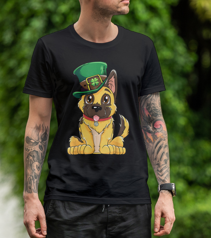 German Shepherd In Leprechaun Hat St Patricks Day Dog T-Shirt
