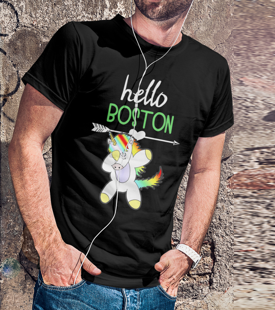 Hello Boston Dabbing Unicorn Girls T-Shirt