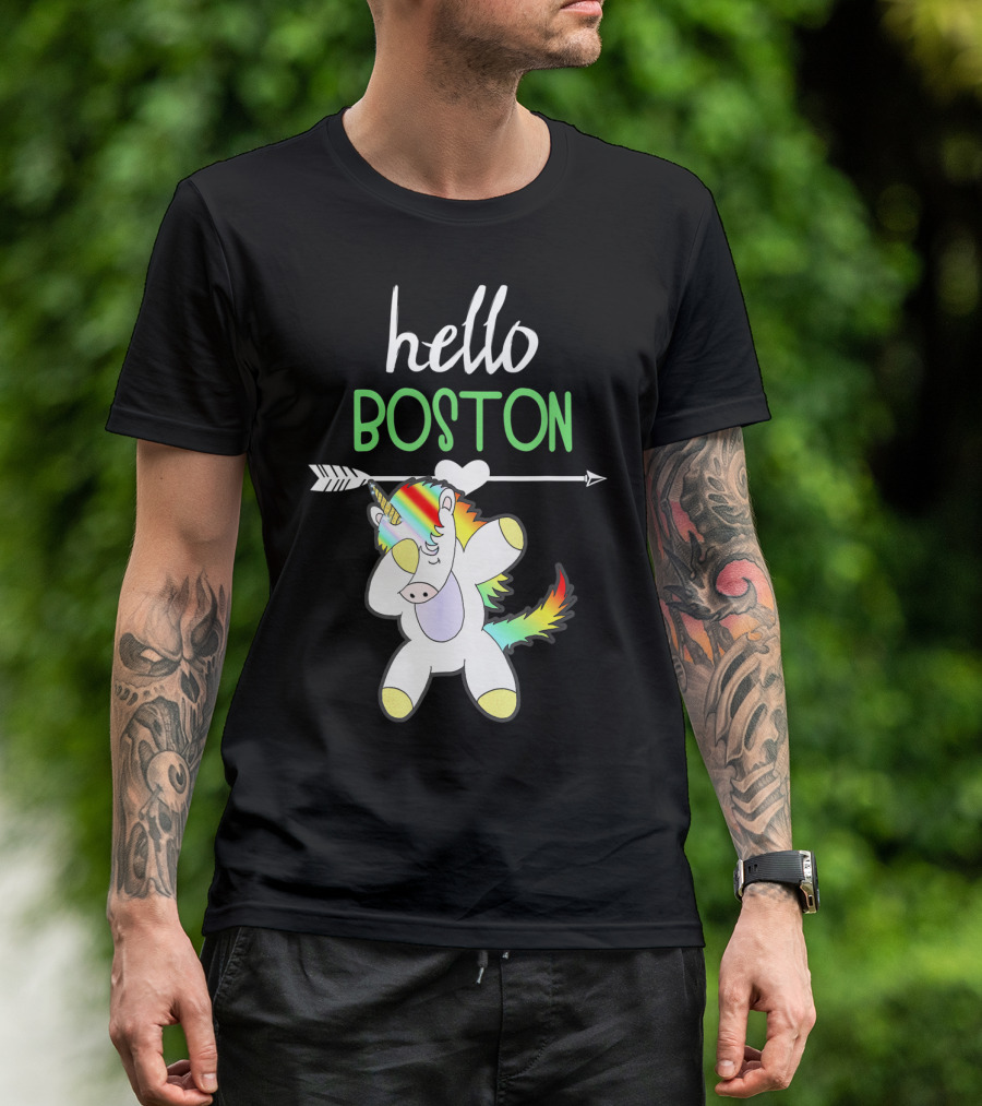 Hello Boston Dabbing Unicorn Girls T-Shirt