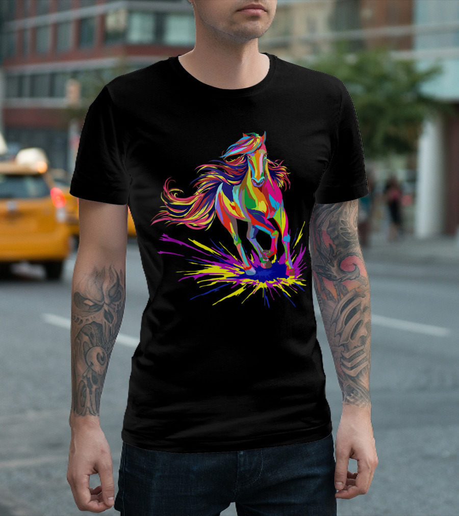 Horse Watercolor I Love Horseback Riding Funny Horse T-Shirt