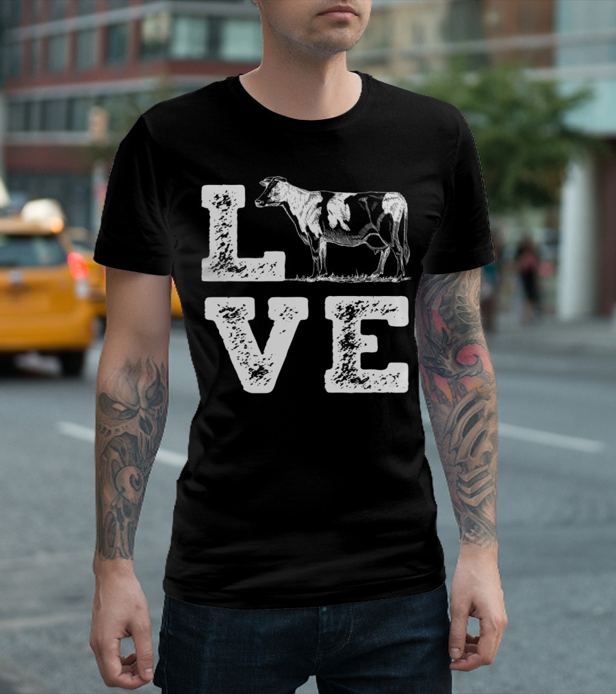 LOVE Cow I Love Cows Cow Lovers Farm Farmers T-Shirt