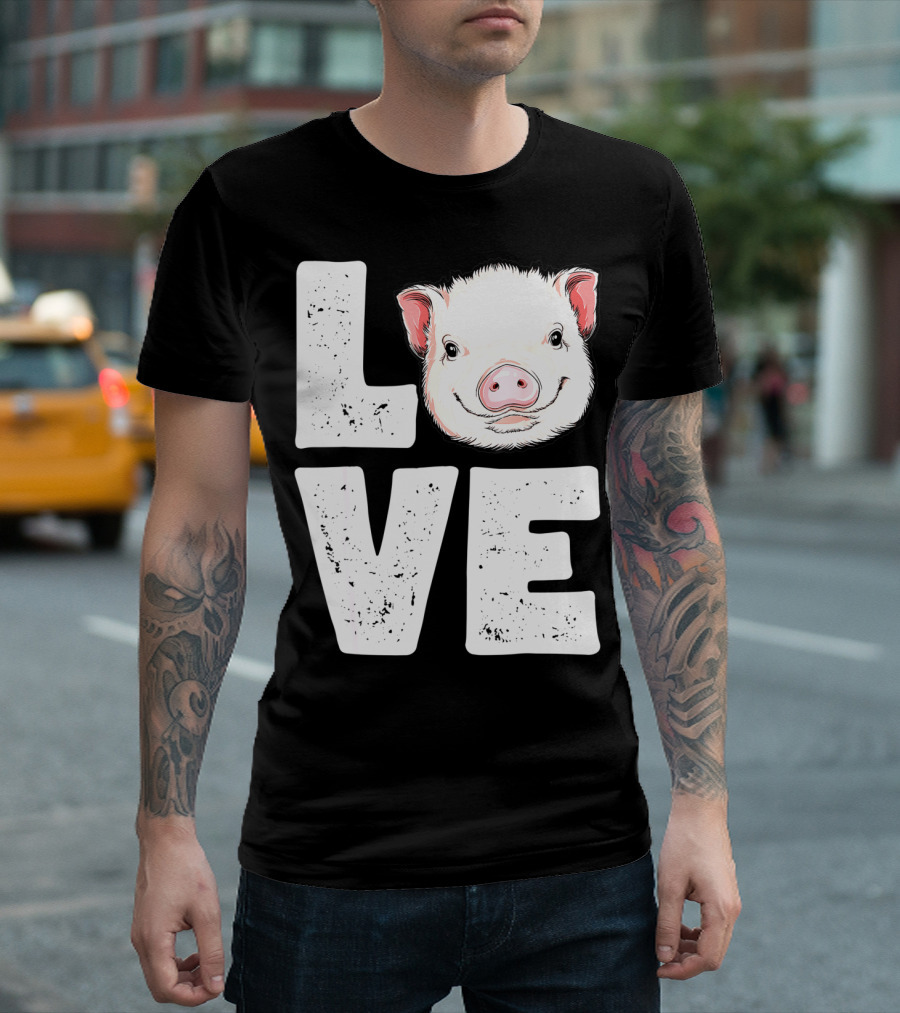 Love Pig Lovers Farming Farmer Girls T-Shirt