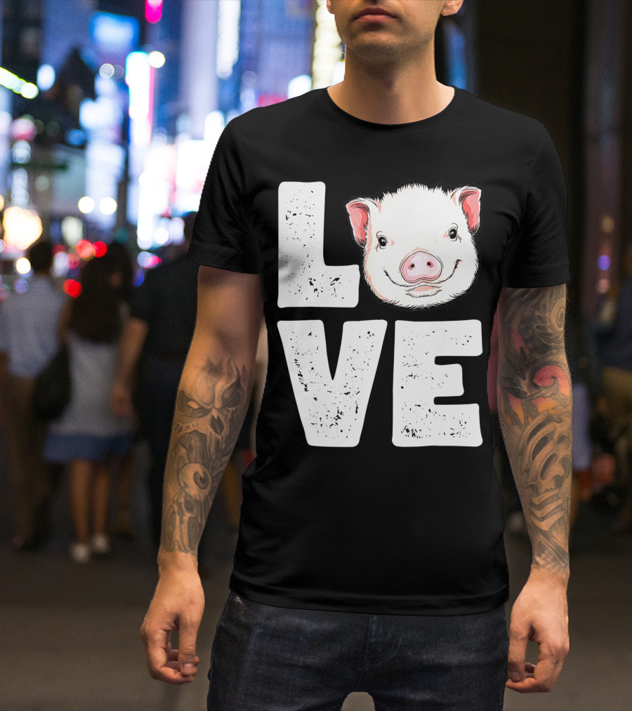Love Pig Lovers Farming Farmer Girls T-Shirt
