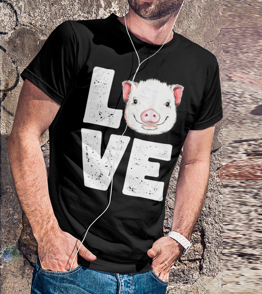 Love Pig Lovers Farming Farmer Girls T-Shirt