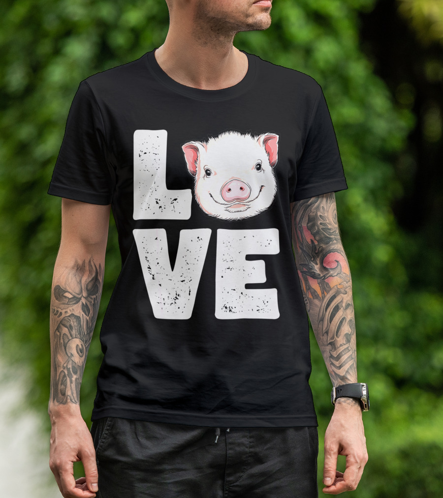 Love Pig Lovers Farming Farmer Girls T-Shirt