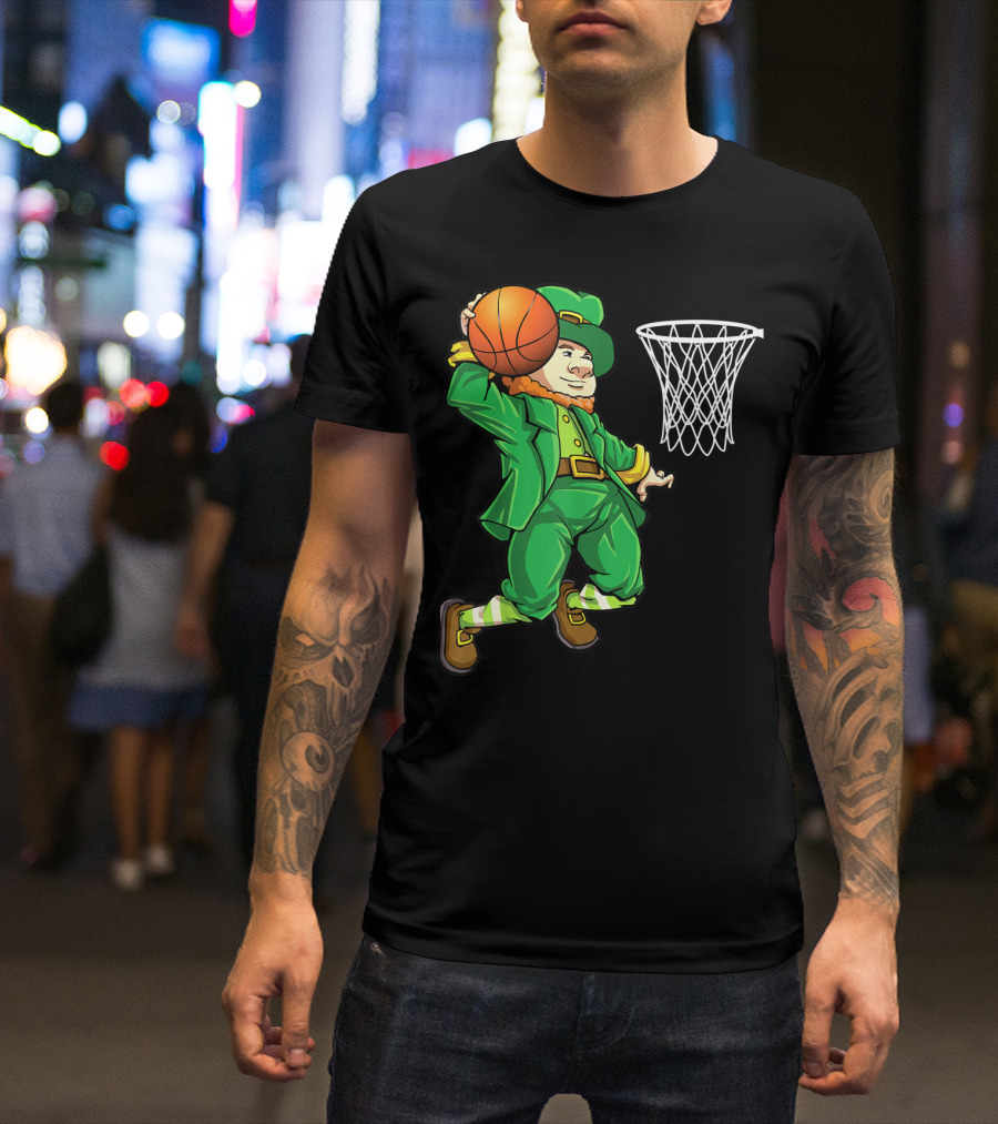 Leprechaun Slam Dunk Basketball St Patricks Day Boys T-Shirt