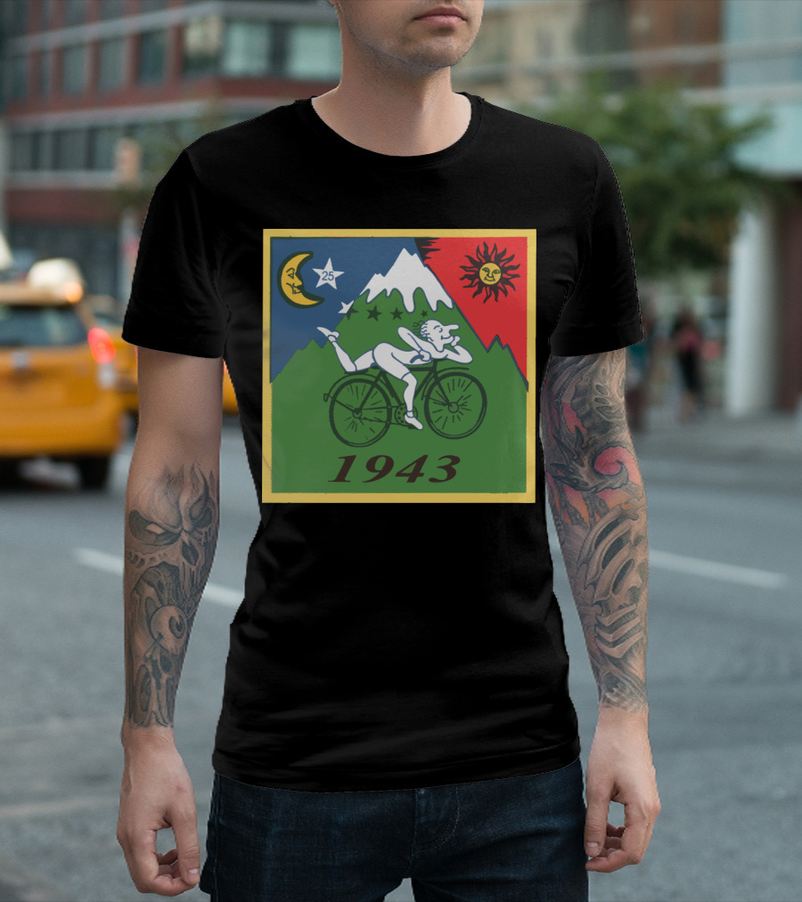 Albert Hofmann LSD Bicycle Day 1943 Moon Sun Mountain T-Shirt
