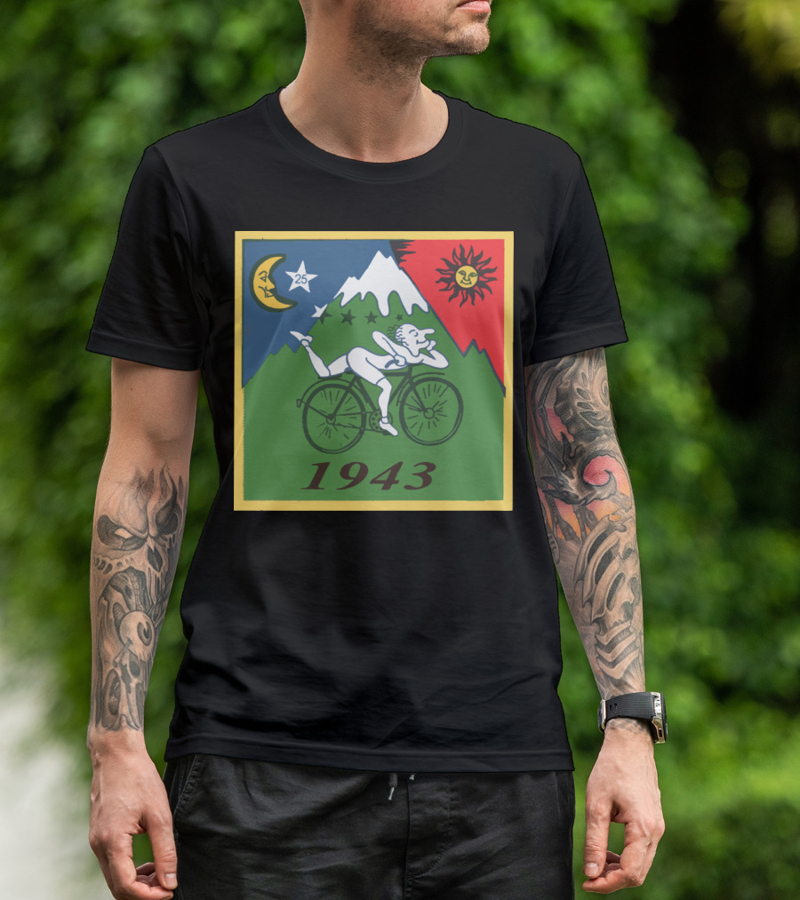 Albert Hofmann LSD Bicycle Day 1943 Moon Sun Mountain T-Shirt