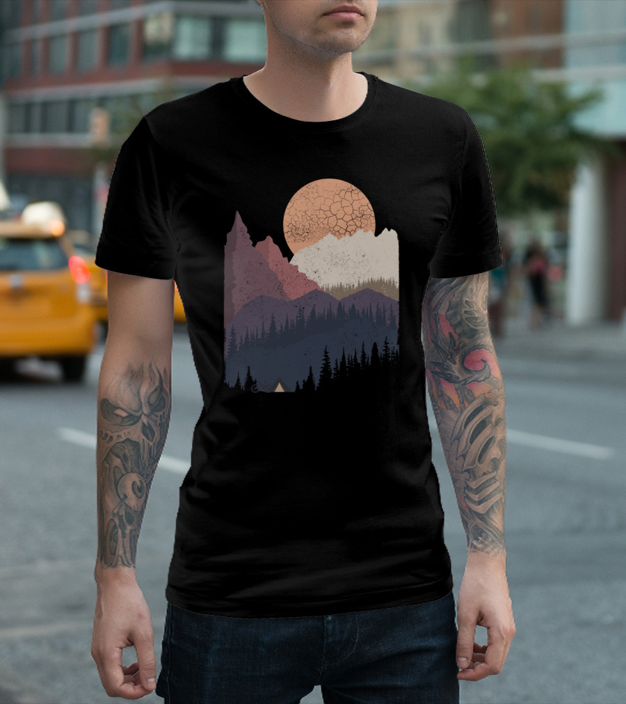 Be Wild Mountain Landscape with Moon and Forest T-Shirt