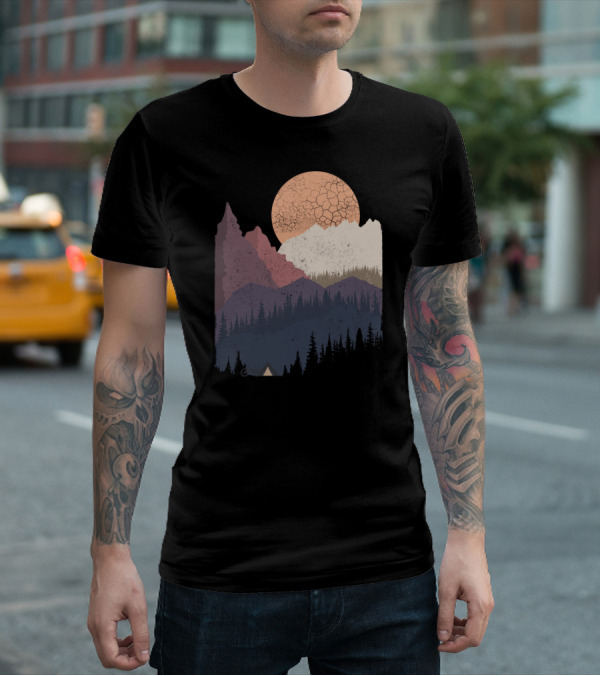 Be Wild Mountain Landscape With Moon And Forest T-Shirt