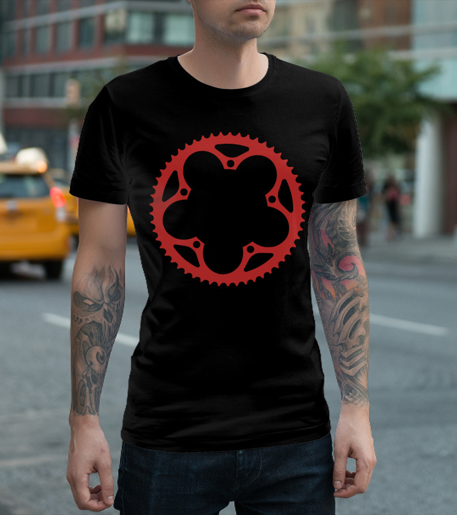 Bicycle Chain Ring Red Gear Shape T-Shirt