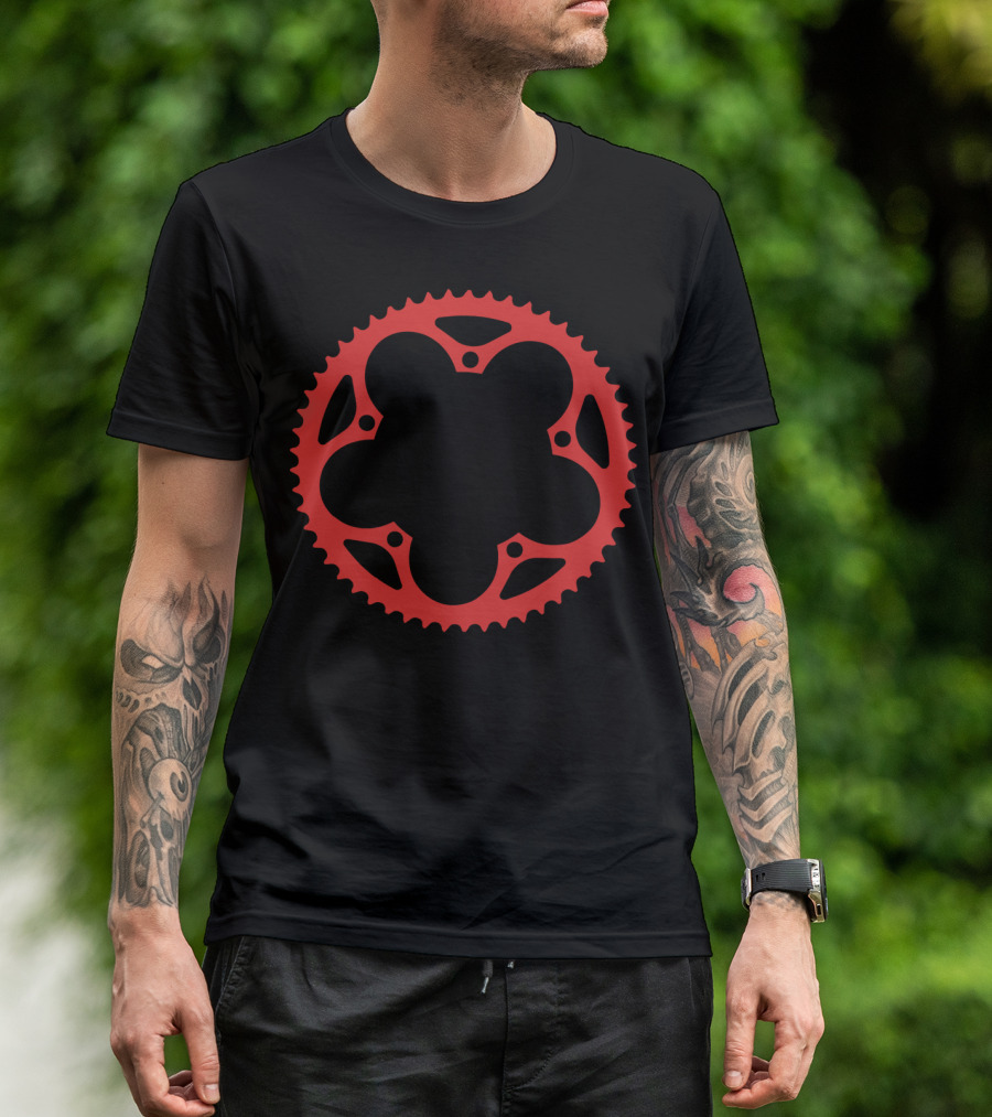 Bicycle Chain Ring Red Gear Shape T-Shirt