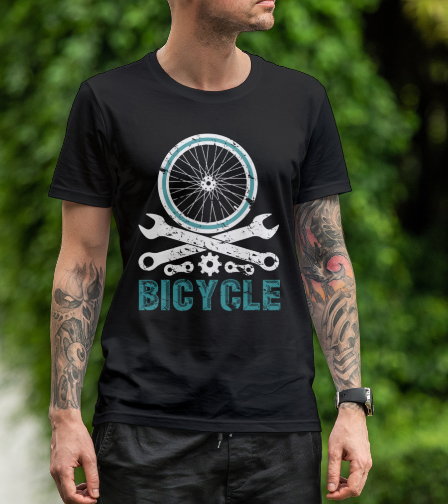 Bicycle Cycling Cyclist Athlete Bike Wheel Wrenches Gear Chain T-Shirt