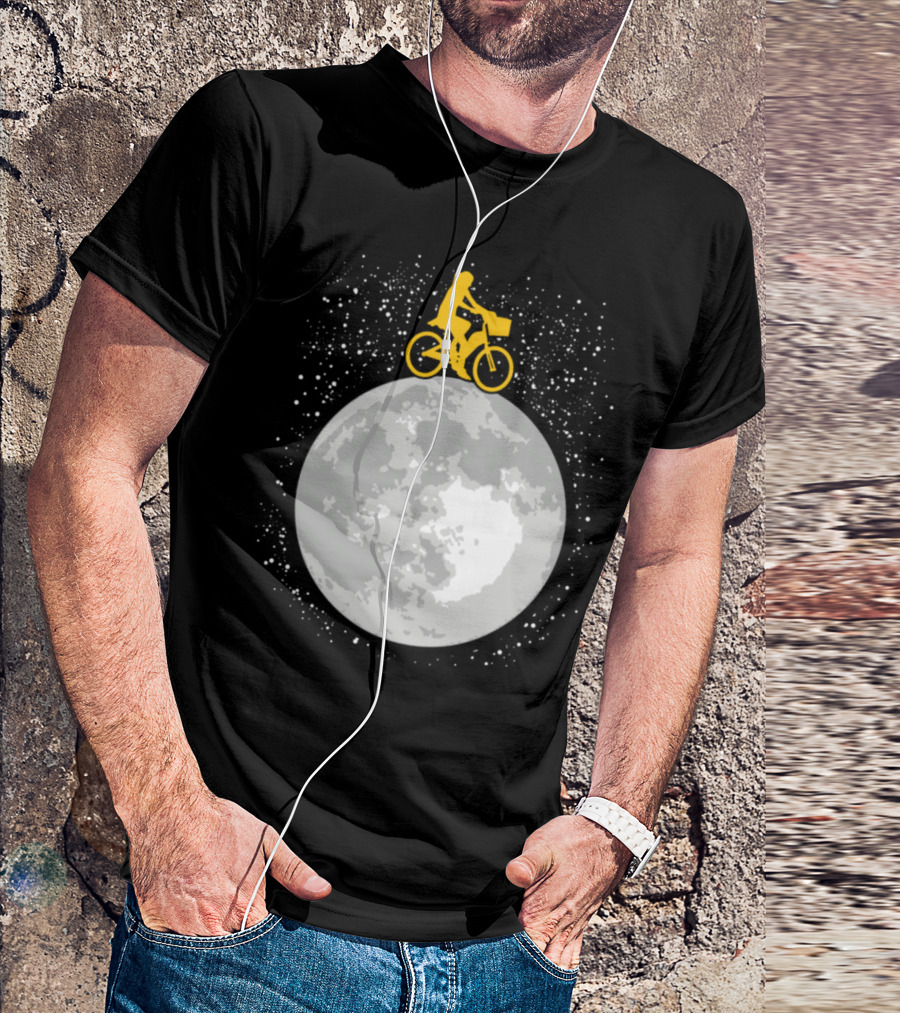 Bicycle Riding On A Starry Moon Scene T-Shirt