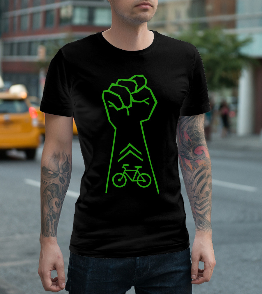 Bike Activist Fist With Green Bicycle T-Shirt