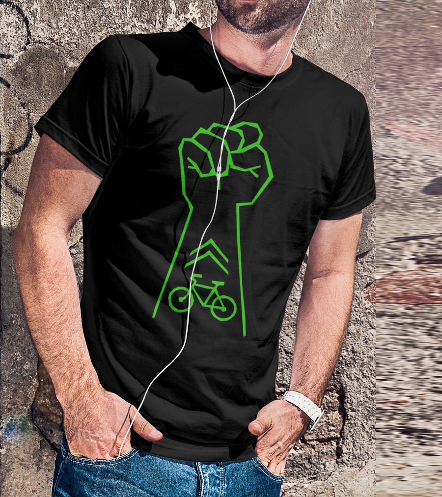 Bike Activist Fist With Green Bicycle T-Shirt