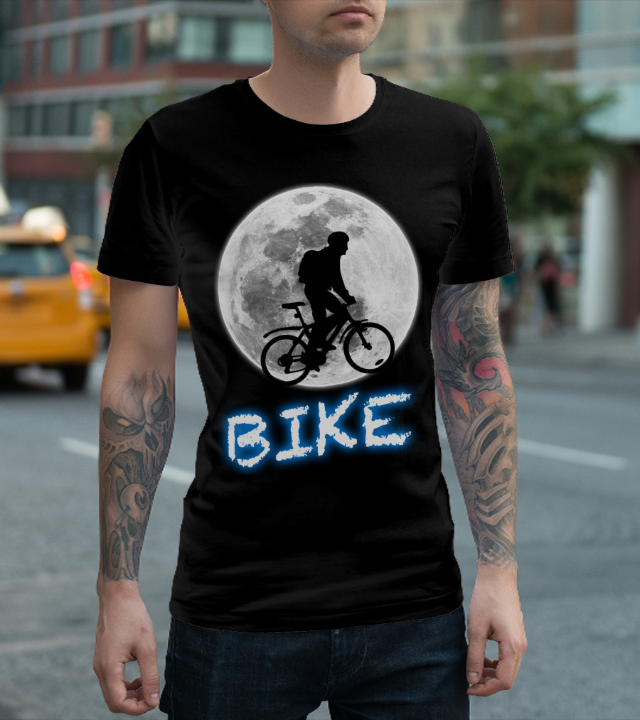 BIKE Silhouette Blue Moon Cycling Adventure T-Shirt