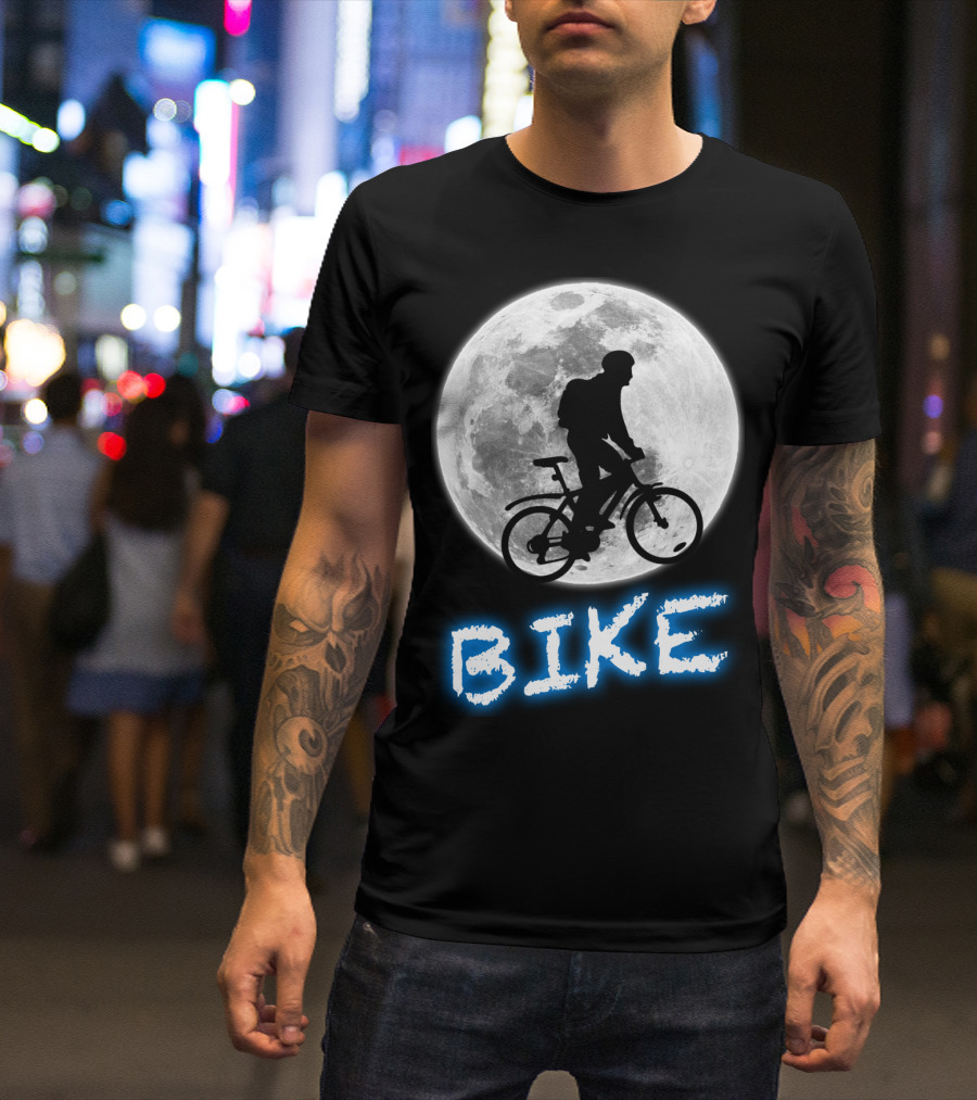 BIKE Silhouette Blue Moon Cycling Adventure T-Shirt
