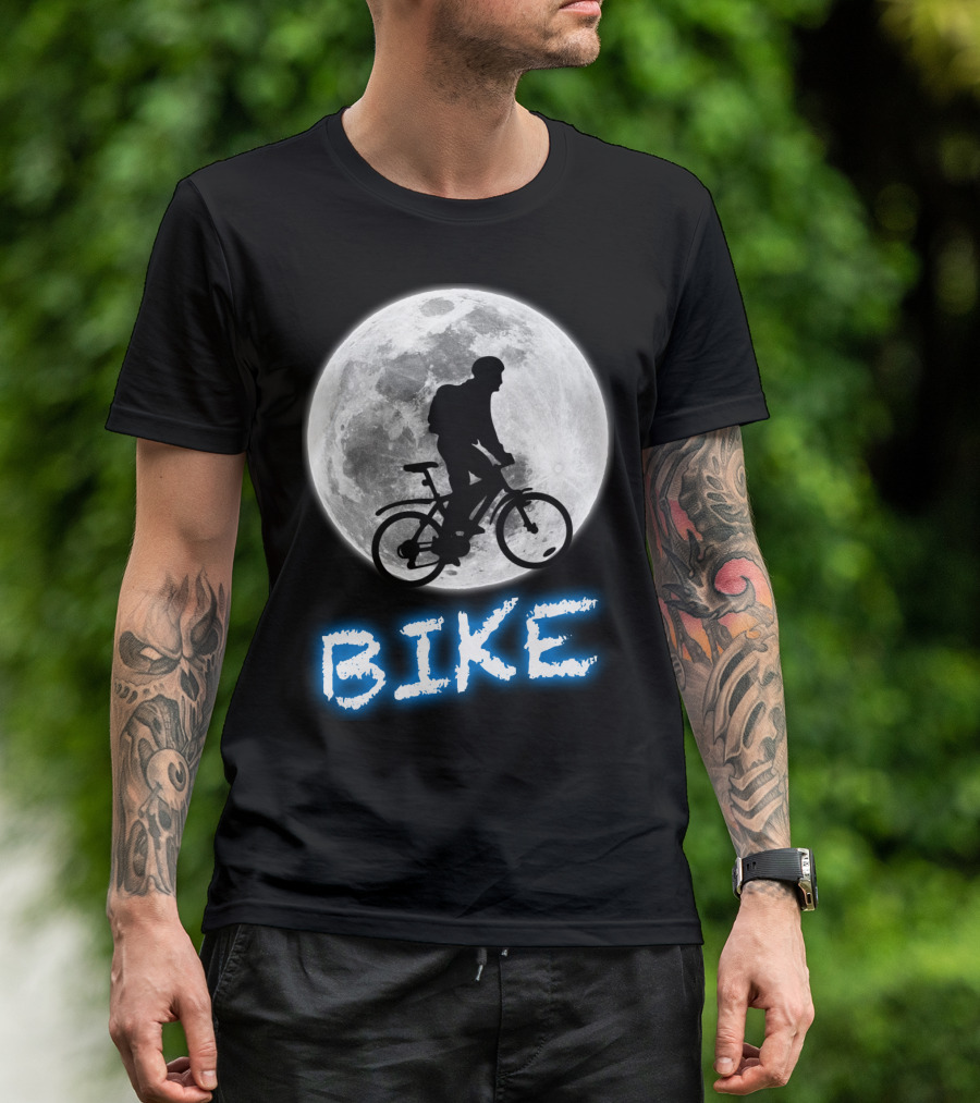BIKE Silhouette Blue Moon Cycling Adventure T-Shirt