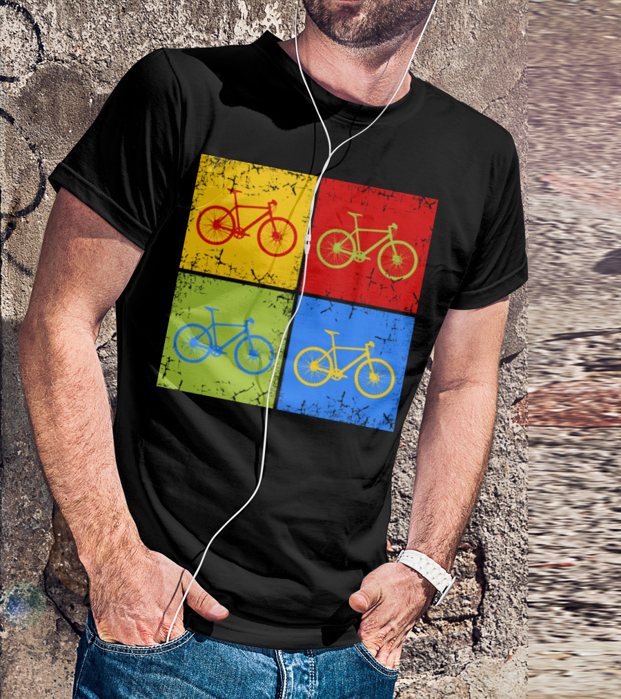 Bike Pop Art Colorful Bicycle Squares T-Shirt