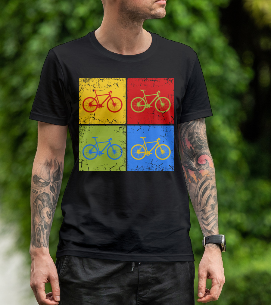 Bike Pop Art Colorful Bicycle Squares T-Shirt
