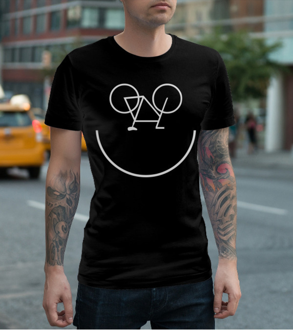 Bike Smiley Face Outline T-Shirt