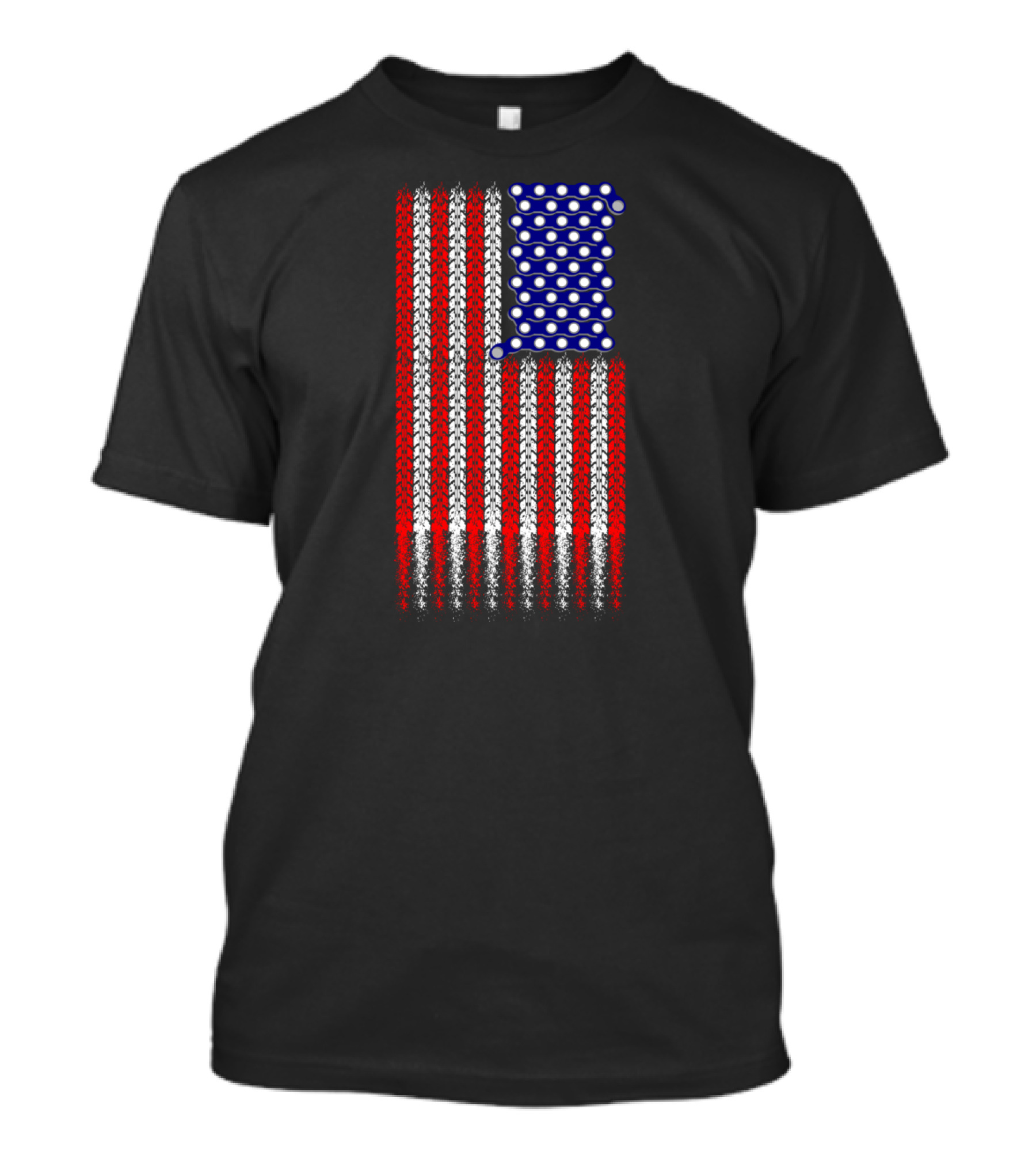 Bike Tread Pattern USA Flag T-Shirt