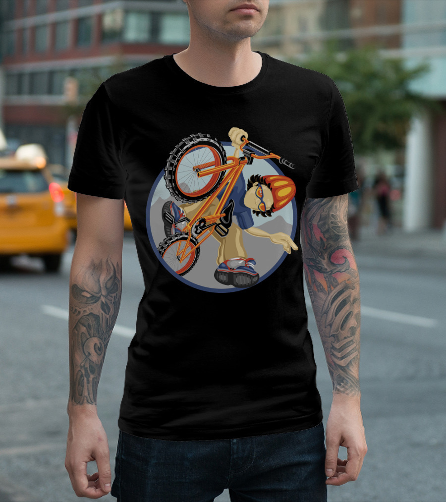 BMX Boy Extreme Stunt Rider With Helmet And Sunglasses T-Shirt