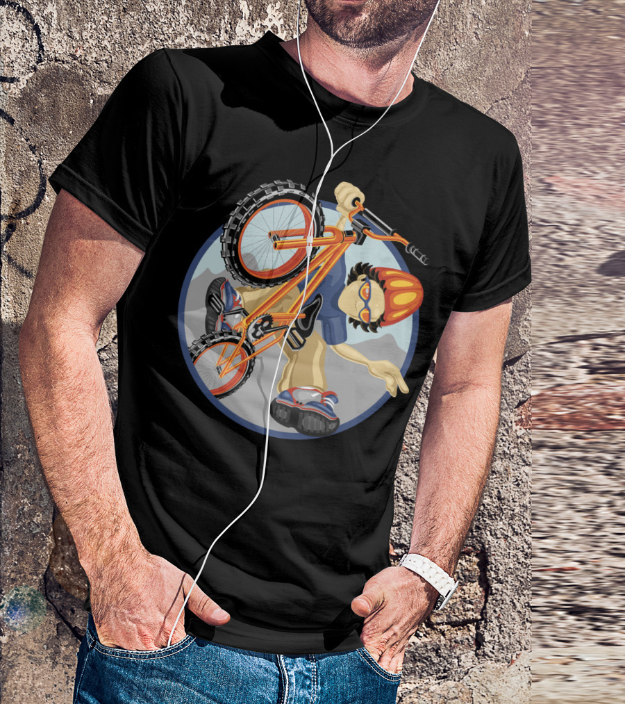 BMX Boy Extreme Stunt Rider With Helmet And Sunglasses T-Shirt
